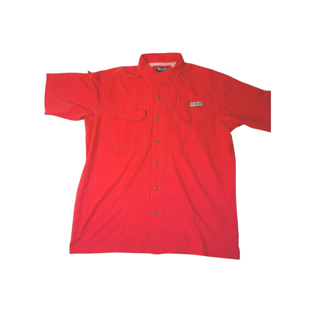 Bimini Bay Outfitters Ltd Red Pink Short Sleeve Button Up‎ Shirt L/G